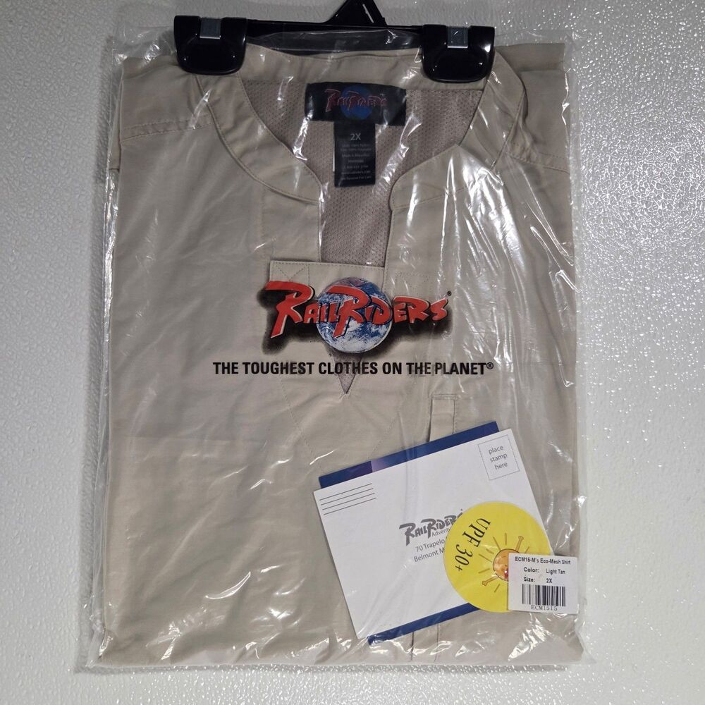 RailRiders ECM15-M's Eco-Mesh Shirt Color Tan 2X UPF 30+ fabric.